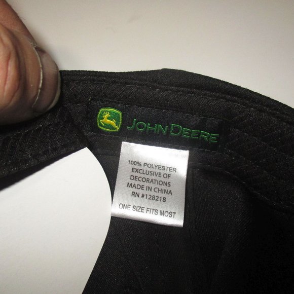 JOHN DEERE Tractor Black Mesh Trucker Style Adjustable Hat Cap NEW!! - Picture 6 of 6